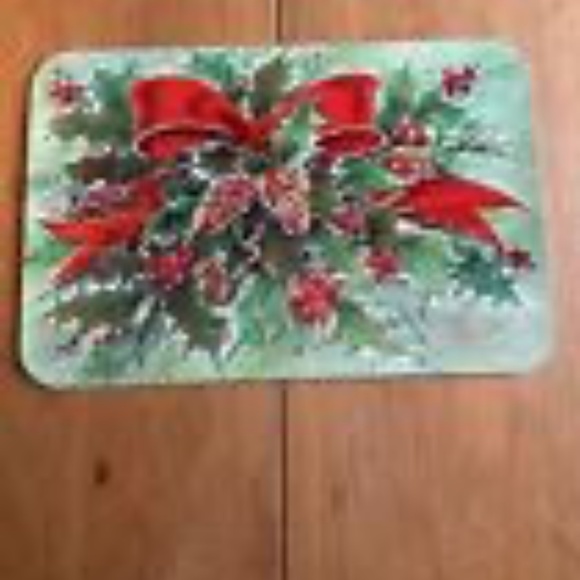 Vintage Christmas MCM Lot Of 4 Wipe/Clean Place Mats Signed G. Galian 2 Designs - Picture 8 of 11